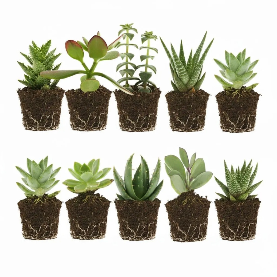 Vdvelde Mini Sukkulenten Set, 10 Stück, Grün, Höhe: 5,5 cm - Bild 2
