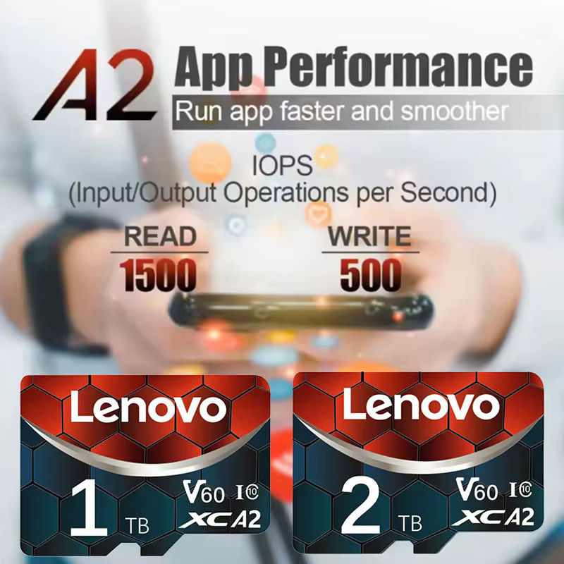 Lenovo Micro SD Speicherkarte V60 U3 2TB High-Speed TF-Flash-Karte für GoPro Action-Kameras in Multicolour - Bild 2