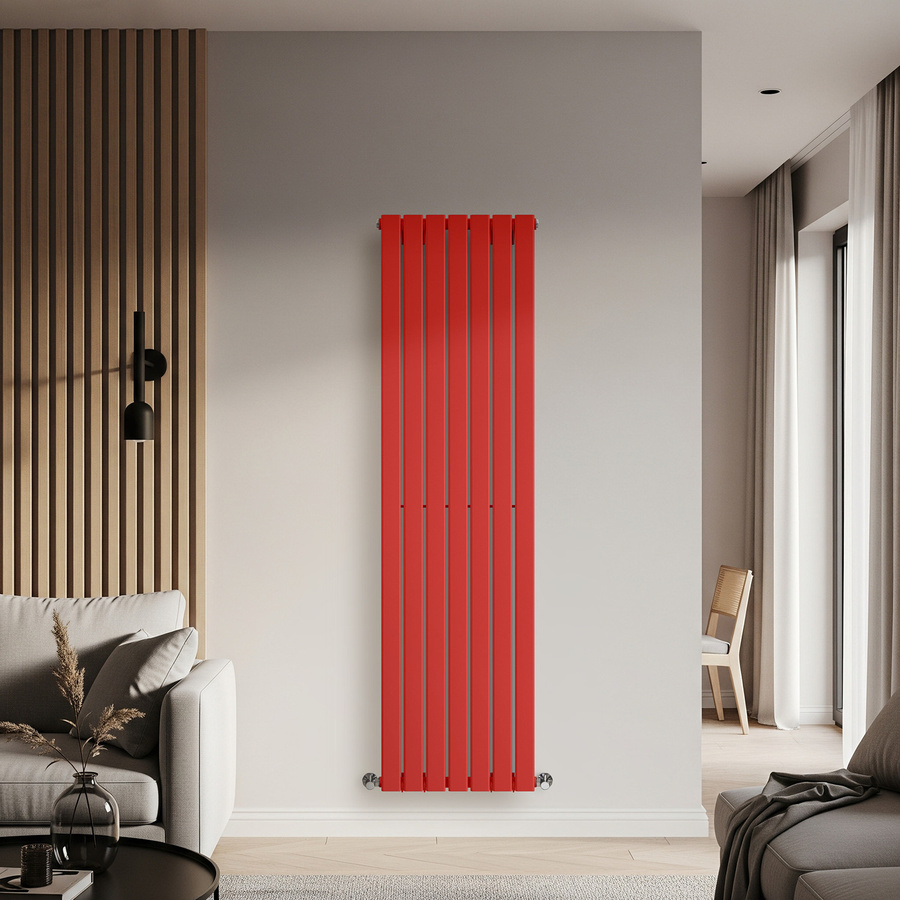 Einlagiger Design-Heizkörper Delta Vertikal in Rot, Höhe: 178 cm, Breite: 49 cm - Bild 1