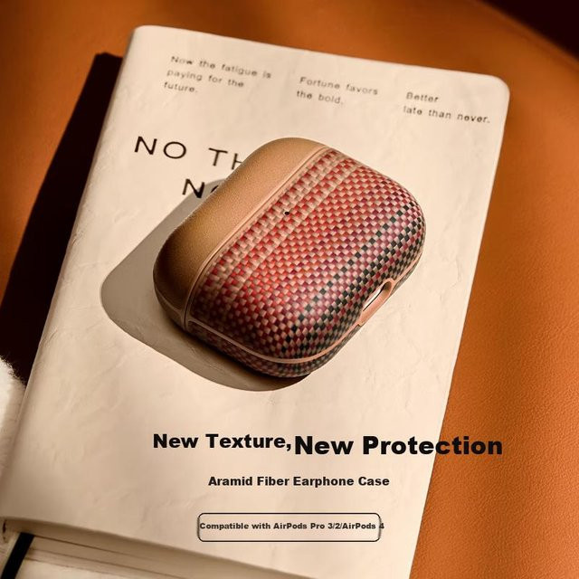 PITAKA Hülle für Apple AirPods Pro 3 mit MagSafe, Aramidfaser, Sturzfest und Schlank, Farbe: Sunset Orange/Multicolour - Bild 1