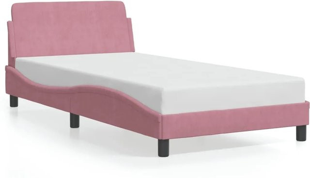 vidaXL Bettgestell Dover mit Kopfteil in Rosa aus Samt, B/T/H: 100 x 200 x 105 cm - Bild 1