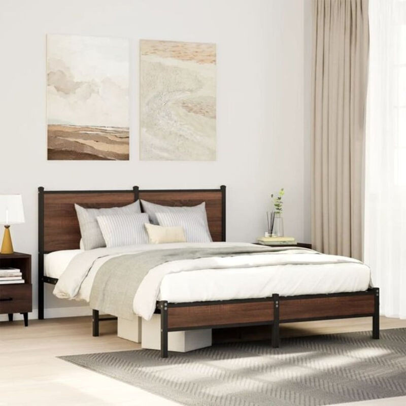 Metallbett Vidaxl aus Stahl in Braun im Industrial Design, B/T: 150 x 200 cm - Bild 1