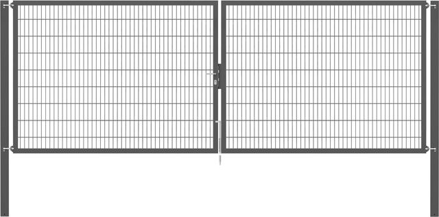Doppeltor Flexo Plus in Anthrazit aus Stahl mit Pfosten, Breite: 500 cm, Höhe: 180 cm, Pfosten: 100 x 100 cm - Bild 1