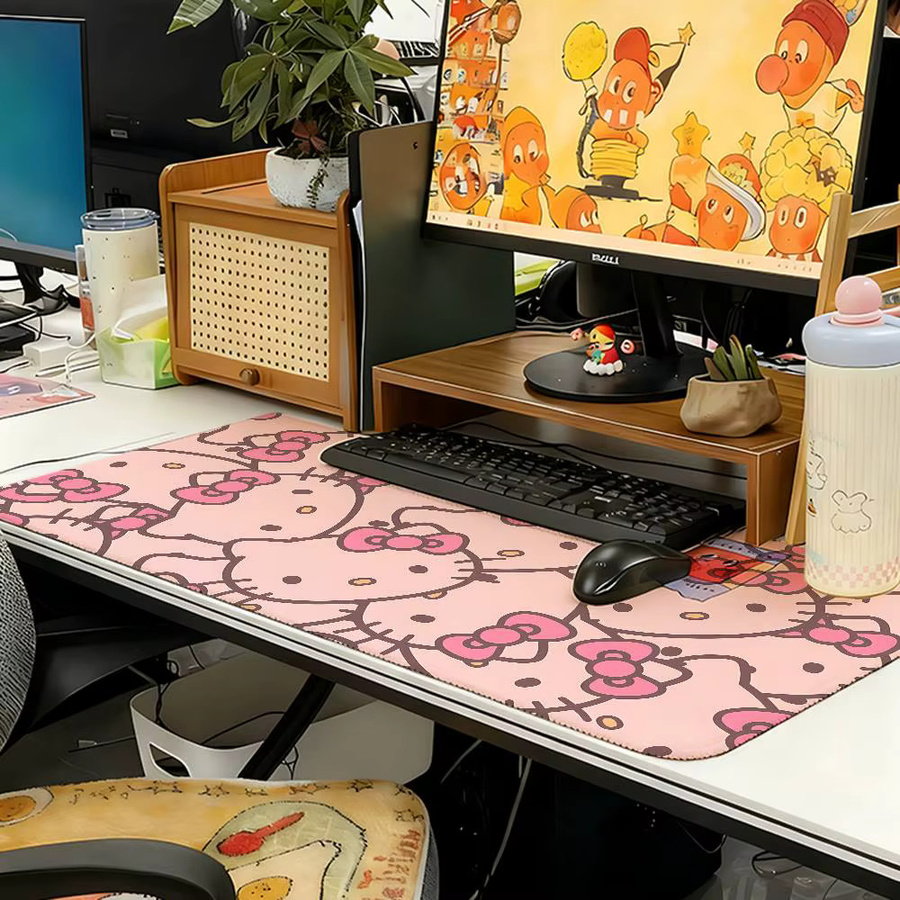 Mesuca Kawaii Cartoon Mauspad Hello Kitty Design in Pink, große Schreibtischunterlage für Computer und Laptop - Bild 2