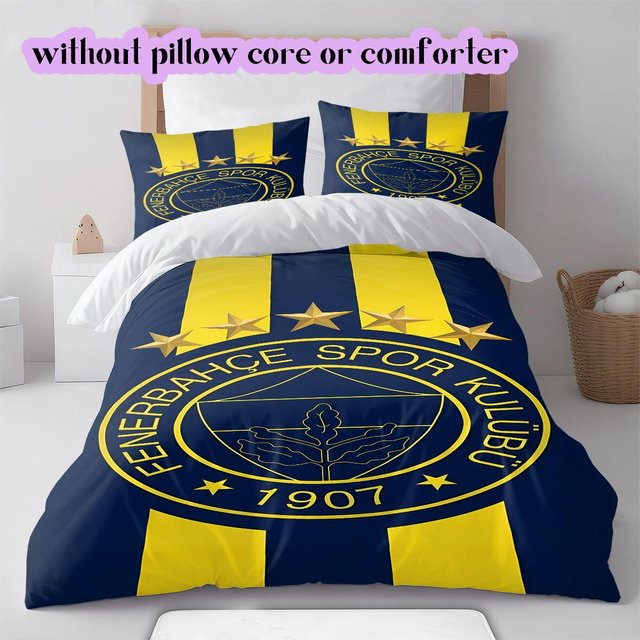 Lalilata Home Bettwäsche Set Fenerbahçe S.K Muster mit 1 Bettbezug und 2 Kissenbezügen, Gelb/Blau, B/H: 135 x 200 cm - Bild 1