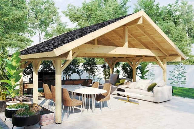 Hansagarten24 Gartenpavillon Henley XL aus Nordischer Fichte in Braun, B/T: 6 x 5 m - Bild 1