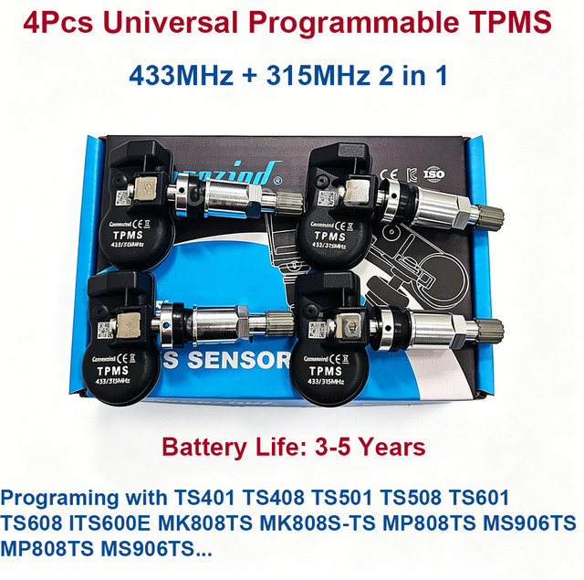 Autel 4er-Set Universeller Programmierbarer MX-Sensor 315MHz und 433MHz 2-in-1 TPMS Reifendrucksensor in Schwarz für Autel Werkzeuge TS408 TS508 ITS600 TS601 TS608 ITS600E MK808TS MK808S-TS MP808TS - Bild 1