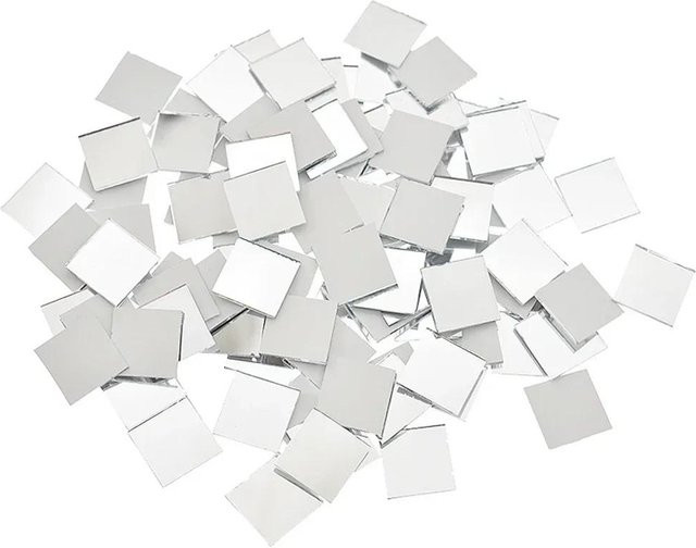 100 Stück Bloom Play Selbstklebende Echtglas Mini Quadrat Spiegel Mosaik Fliesen Aufkleber in Silber für DIY Handwerk und Heimdekoration - Bild 1