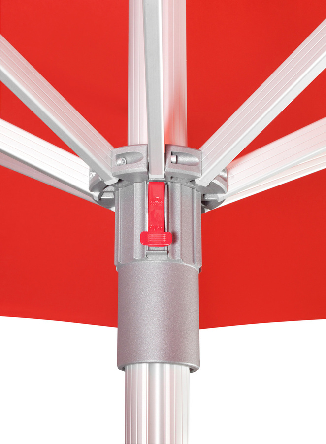 Doppler Sonnenschirm Telestar in Rot mit Volant und Windventil, B/T: 400 x 400 cm - Bild 3