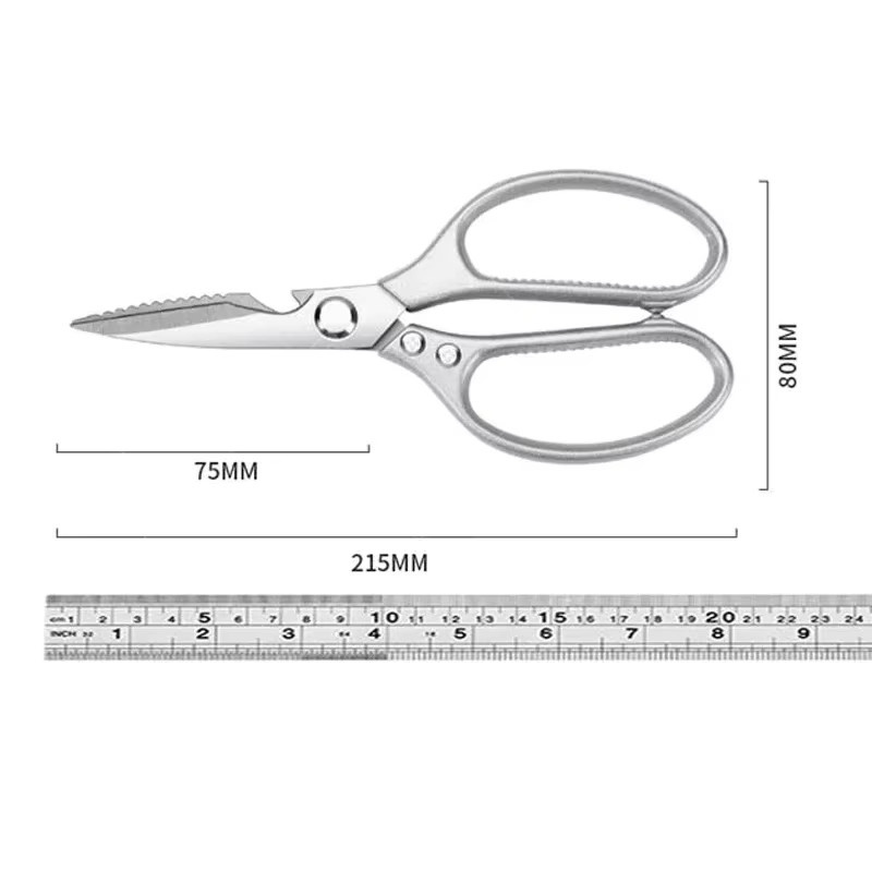 WXCOO Hühnerknochenschere aus Edelstahl in Silber als multifunktionale Küchenschere zum Schneiden von Geflügel und Fischfleisch - Bild 5
