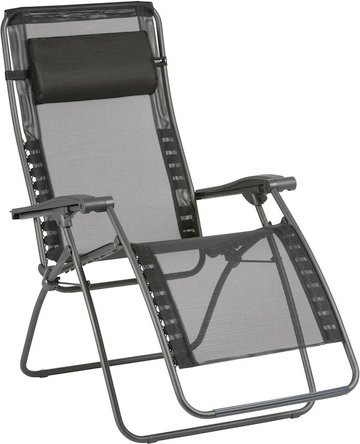Lafuma Liege RSXA Batyline in Schwarz mit Armlehnen aus Textilene und pulverbeschichtetem Stahl, B/T/H: 88 x 68 x 115 cm - Bild 1