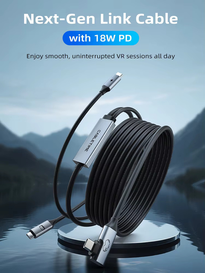 CABLETIME USB-C zu USB-C VR-Verbindungskabel für Meta Quest 3S/3/2/Pro und Oculus Quest, 18W Ladekabel mit 5Gbps Datenübertragung, Schwarz - Bild 7