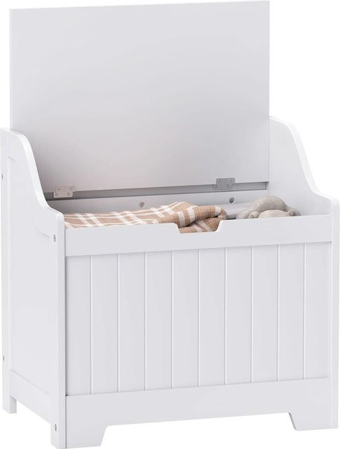HOMCOM Aufbewahrungstruhe mit Deckel in Weiß mit modernem Design, B/T/H: 60 x 38 x 56 cm - Bild 1