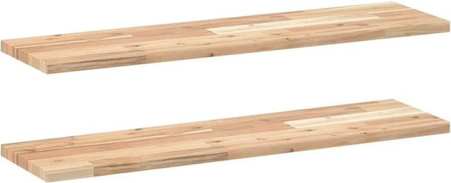 vidaXL Schweberegale Set aus Massivholz Akazie Unbehandelt Braun B: 100 cm, T: 20 cm, H: 2 cm - Bild 1