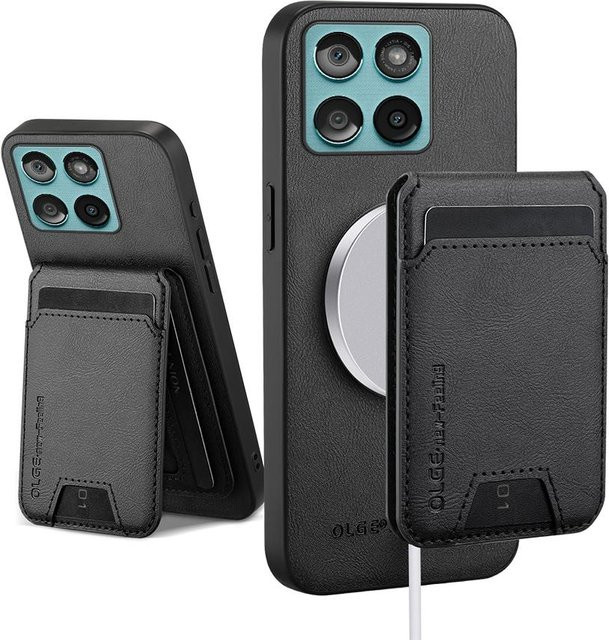 Magnetische Brieftasche Kartenhalter Hülle für Motorola Signature Edge 70, Fusion Plus 60, 60s Stylus und Edge 60 Pro mit MagSafe kompatiblem kabellosem Laden in Schwarz - Bild 1