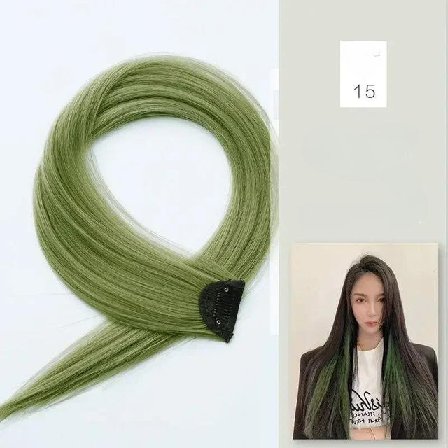 XYNN Clip In Haarverlängerung, 60 cm, Synthetisch, Grün - Bild 1