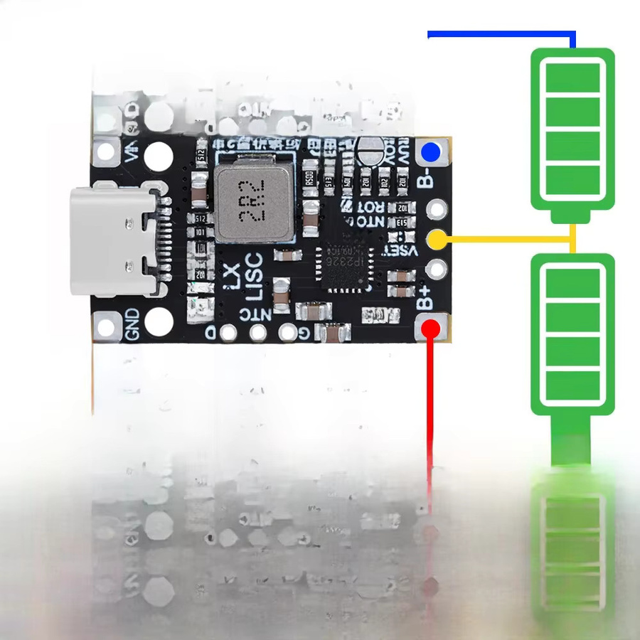 EGBO Lithium-Batterie-Lade-Boost-Modul mit Typ-C Anschluss, 15 W Schnelllademodul mit Anzeige für 2S und 3S, Schwarz - Bild 5