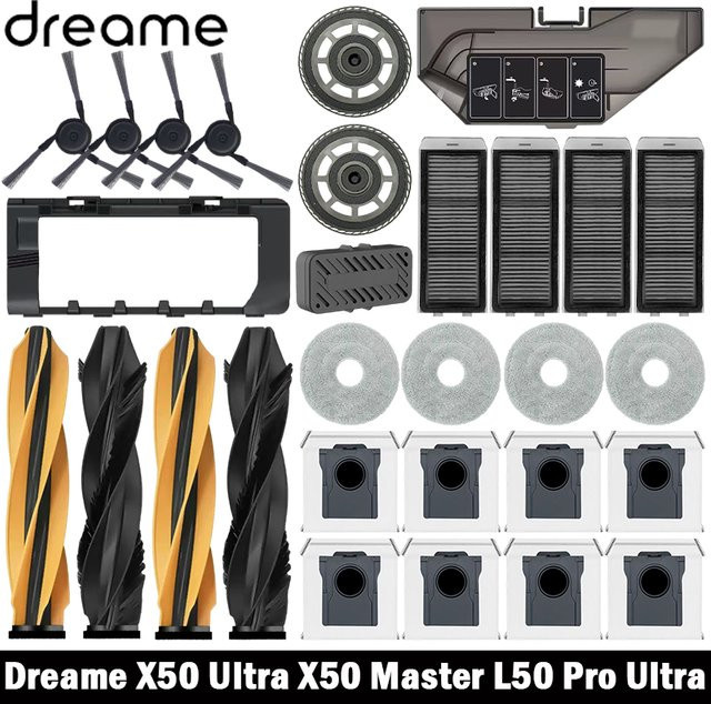 Dreame Ersatzteil-Set für X50 Ultra, X50 Master, L50 Pro Ultra, L40S Pro Ultra und L40s Ultra mit Hauptbürste, Filter, Mopp-Tuch und Staubbeuteln in Gelb und Multicolour - Bild 1