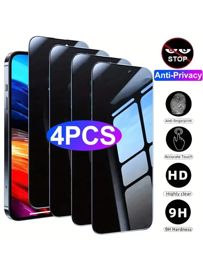 SFHOMIE 4er-Pack Anti-Spy Privatsphäre Schutzglas für iPhone 11 12 13 14 15 16 Pro Max und Plus, Transparent - Bild 7