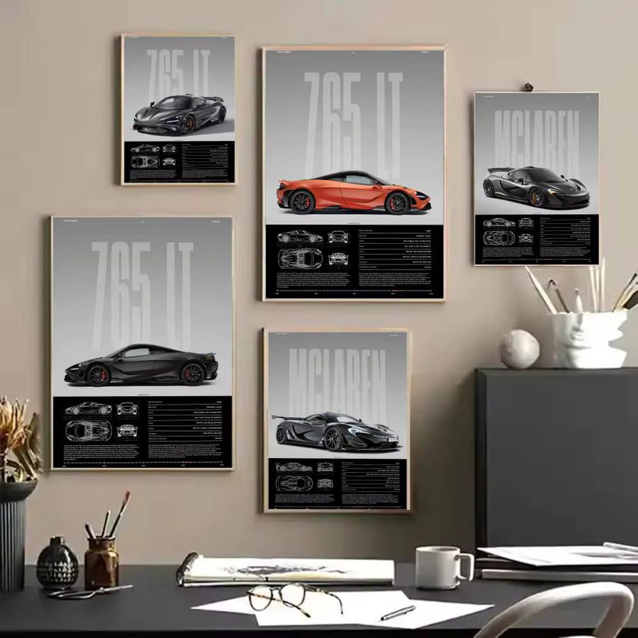 Dekoratives Wandbild McLaren Sportwagen Design Poster in Schwarz - Bild 2