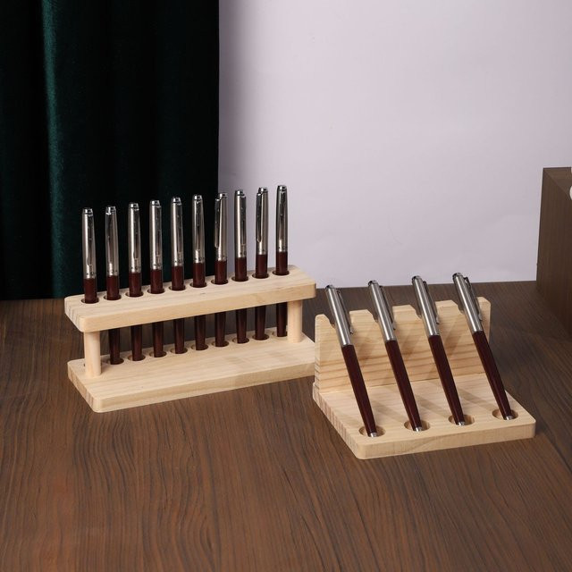 Moderner Stiftständer aus Holz in Braun mit 4/10 Fächern als Schreibtisch-Organizer - Bild 1