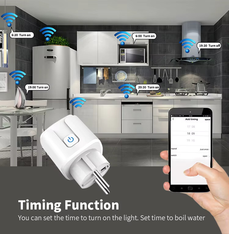 Tuya Smart-Steckdose WiFi in Weiß mit App-Fernbedienung, Zeitsteuerung und Sprachsteuerung über Smart-Speaker (EU-Stecker) - Bild 4