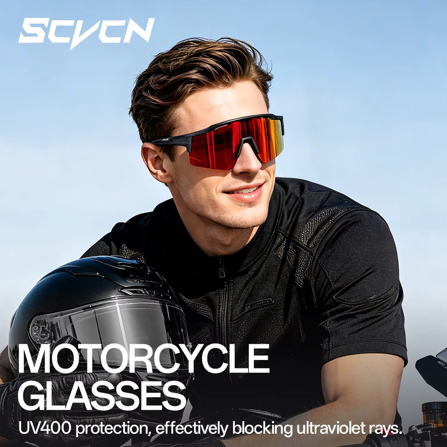 SCVCN Photochrome Sportsonnenbrille, Unisex, Vollrand, Kunststoff, silver, black - Bild 4