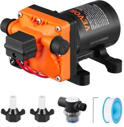 VEVOR Wasser-Membranpumpe in Orange, 13,25 Liter, 55 PSI Nenndruck (einstellbar 40-80 PSI), 12,7mm MNPT selbstansaugende Sprühpumpe mit Druckschalter für RV, Camper, Marine, Boot und Rasen - Bild 1
