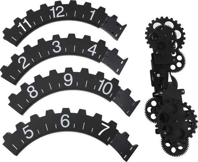 CosyHome Retro Wanduhr mit beweglichem mechanischem Zahnrad in Schwarz - Bild 1