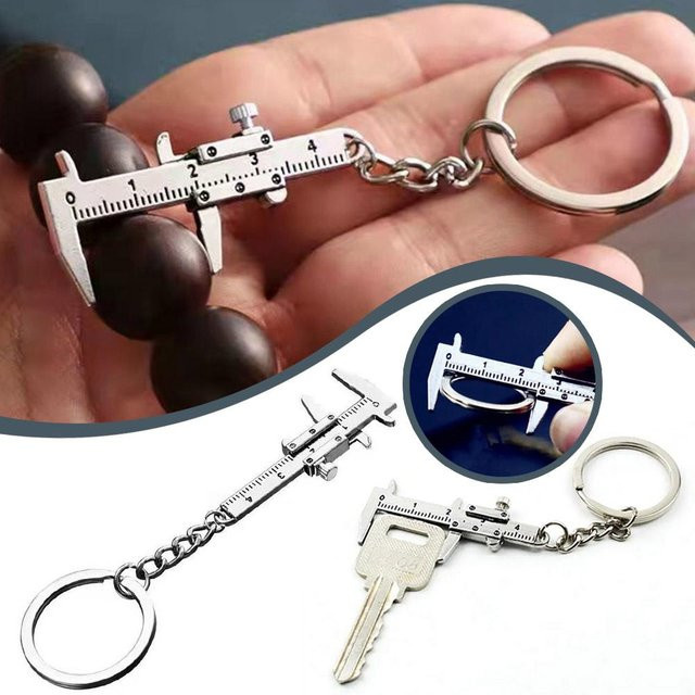Tragbarer Mini-Messschieber als Schlüsselanhänger aus Metall in Silber - Bild 1