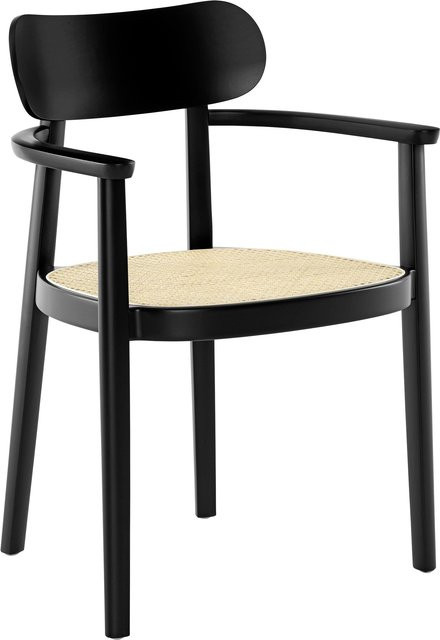 Thonet 118 Fv Armlehnstuhl aus Buche mit Rohrgeflecht in Schwarz Matt - Bild 1