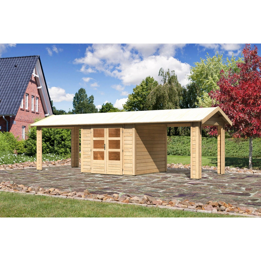 Karibu Holz-Gartenhaus Timra mit Satteldach in Braun, B/T/H: 240 x 244 x 240 cm - Bild 2