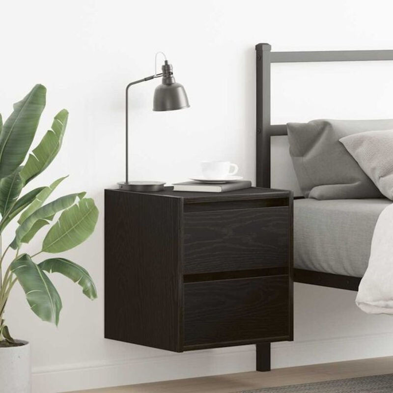 Vidaxl Wand-Nachttische 2er-Set in Schwarz und Eichen-Optik, Modern, B/T/H: 38 x 34 x 40 cm - Bild 1