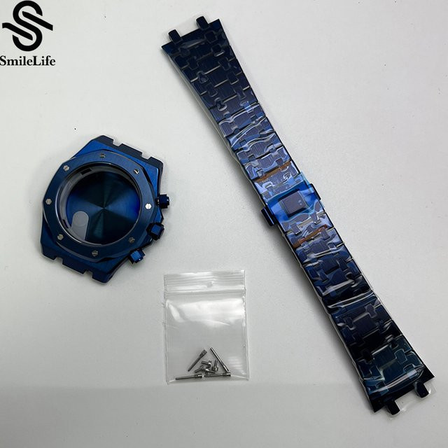 SmileLife Uhrengehäuse mit Armband, blau, 41 mm, Saphirglas, Quarzwerk, VK63-Uhrwerk, Uhrenzubehör - Bild 1