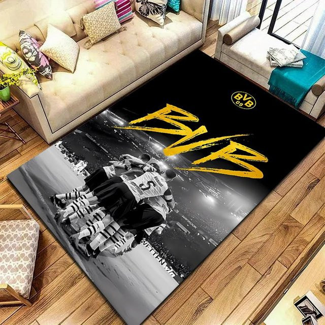 My City Home BVB Teppich Schwarz, Rutschfeste Bodenmatte für Wohnzimmer und Kinderzimmer, B/H: 150 x 100 cm - Bild 1