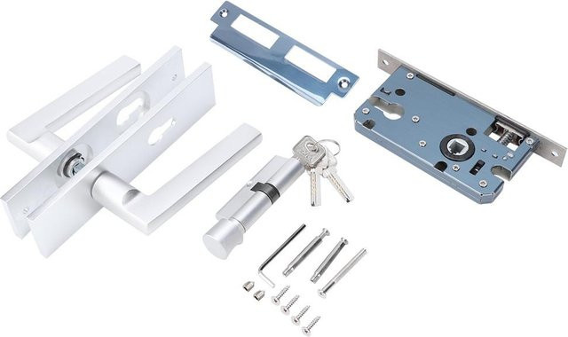 OutsideWorld Mechanisches Innen-Türschloss aus Aluminium im europäischen Stil, Farbe: Weiß - Bild 1