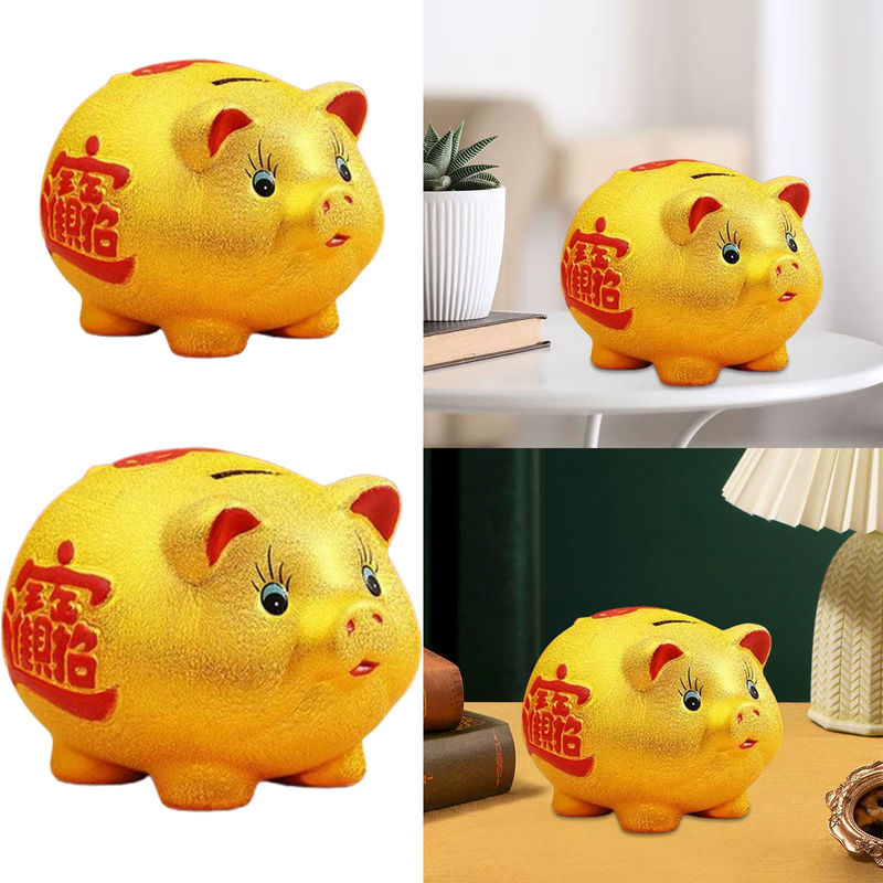 MagiDeal Keramik Sparschwein in Gold als dekorative Schwein Figur und Tischornament - Bild 4