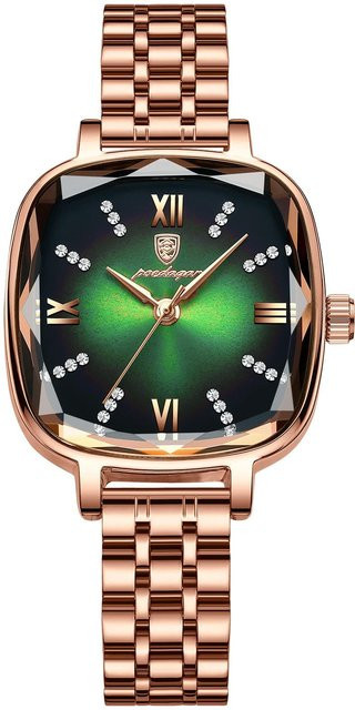 POEDAGAR Armbanduhr, Quarz, Edelstahl, Roségold, Rechteckig, Damen - Bild 1