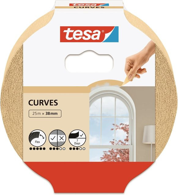 tesa Kreppband Kurven beige Breite: 38 mm, Länge: 25 m - Bild 1