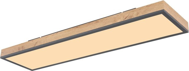 Globo LED Deckenleuchte Doro in Eichenoptik und Graphit mit warmweißem Licht, B: 80 cm, H: 20 cm, T: 1 cm - Bild 1