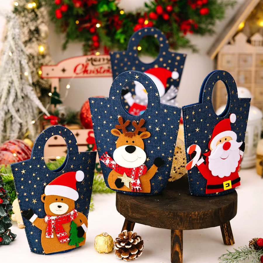WakaParty Weihnachtsgeschenktasche aus Denim in Blau für Süßigkeiten und Kekse als Weihnachtsdekoration - Bild 7