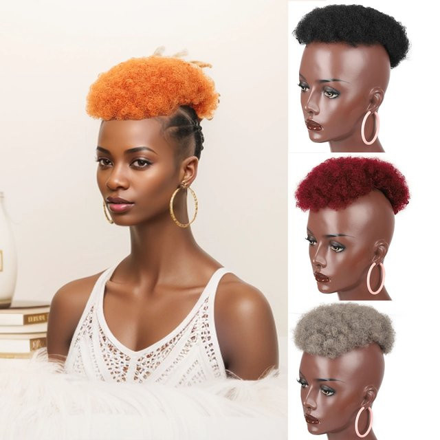 Jeedou Afro-Clip-On-Toupet, kurzes lockiges synthetisches Haarteil, Unisex - Bild 1