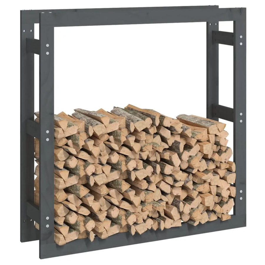 vidaXL Kaminholzregal aus Kiefer Massivholz in Grau, B/T/H: 100 x 25 x 100 cm - Bild 2