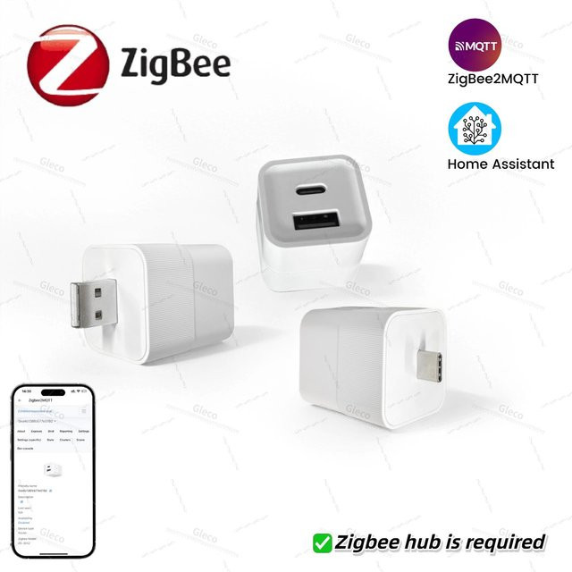 Zigbee USB-Adapter auf Typ C 5V Micro-Adapter Schaltkabel-Konverter in Weiß für iPhone Xiaomi Macbook und Mqtt Home Assistant - Bild 1