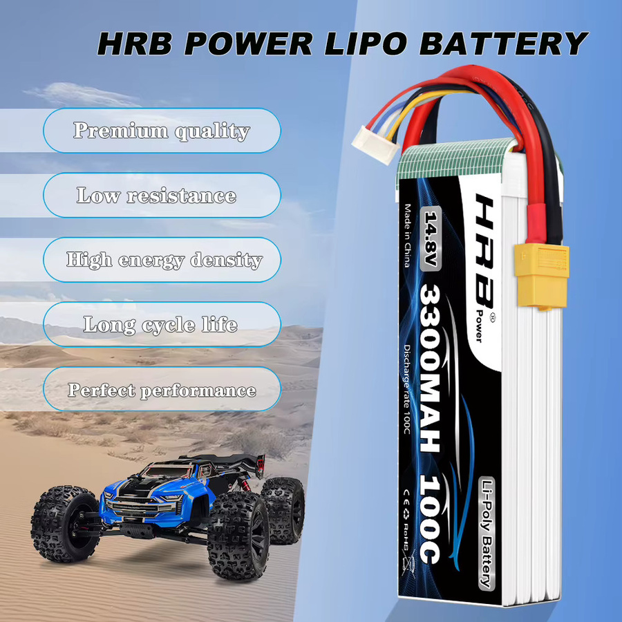 HRB 4S LiPo Akku 14,8 V 3300 mAh 100C mit XT60 Stecker für RC Auto, Lkw, Flugzeug und Drohnen - Bild 5
