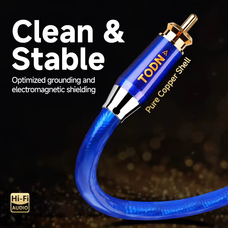 TODN Hifi 1 Paar 7N OCC versilberte 2RCA-zu-2RCA High-End-RCA-Signalkabel in Blau für Verstärker, DAC, TV, Autoradio und Mixer - Bild 4
