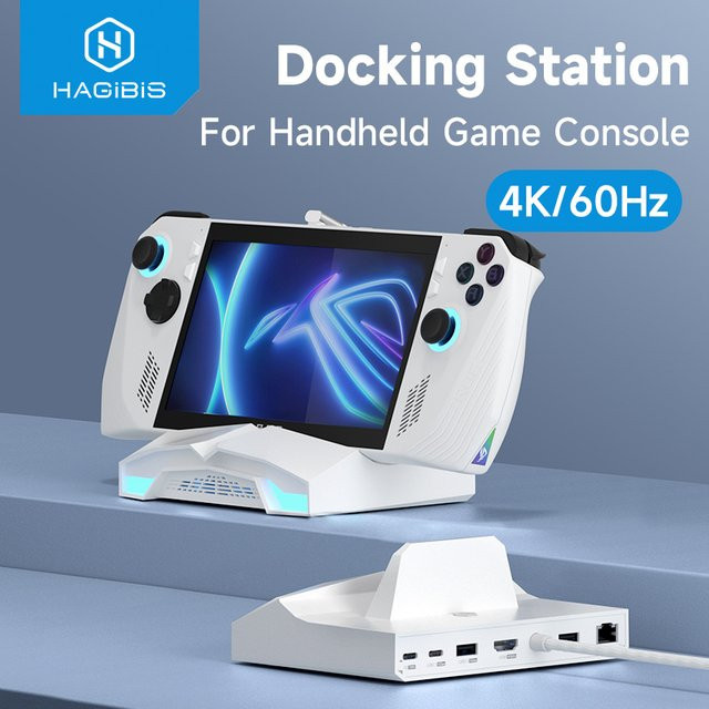 Hagibis 6-in-1 Universelle Dockingstation für ROG Ally, Steam Deck und Nintendo Switch OLED, USB-C Hub mit 4K HDMI, 2.5G RJ45 Ethernet und 100W Ladung, Weiß - Bild 1