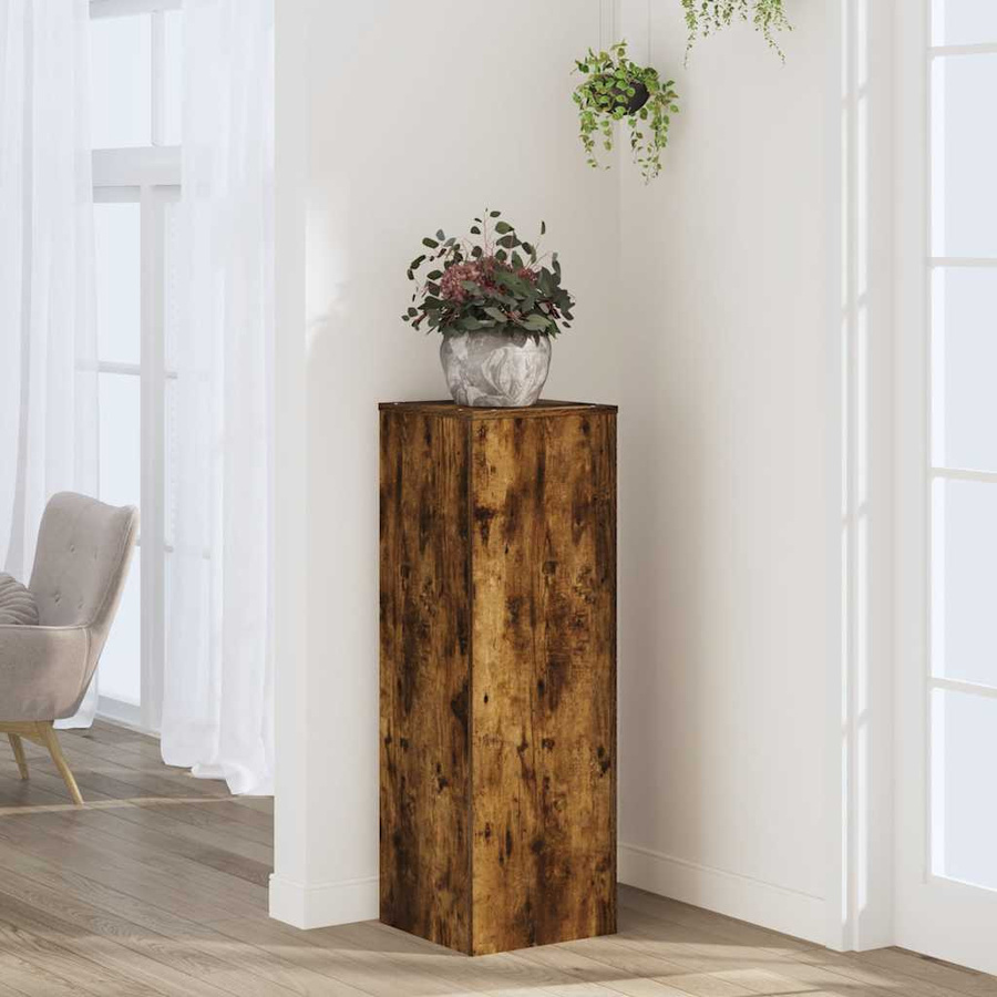 vidaXL Pflanzenständer aus Holzwerkstoff in Räuchereiche, Braun, B/T/H: 33 x 33 x 100 cm - Bild 4
