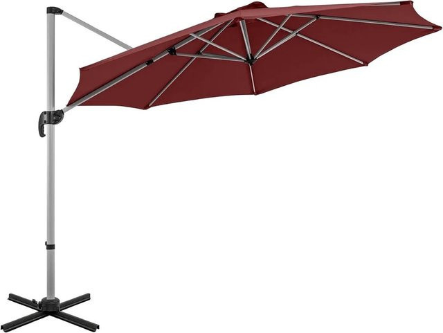 COSTWAY Ampelschirm mit Kurbel in Rot, Durchmesser: 330 cm, Höhe: 260 cm - Bild 1