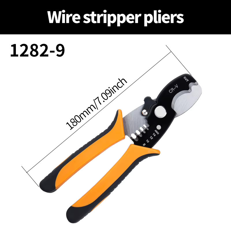 Professioneller automatischer Drahtabisolierer für Elektriker mit Hartmetallstruktur in Schwarz-Orange-Gelb - Bild 2